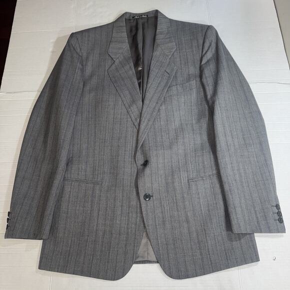 Mani By Giorgio Armani Blazer Gray Chevron Pattern Pure Virgin Wool 42L Italy - Picture 1 of 15